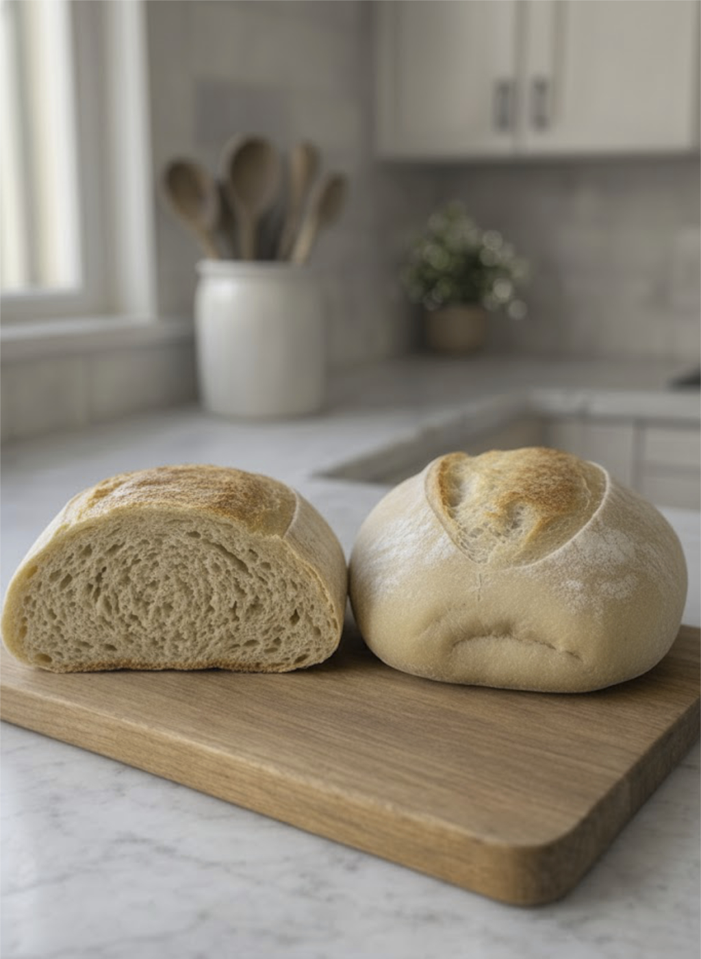 Dense flat sourdough loaf